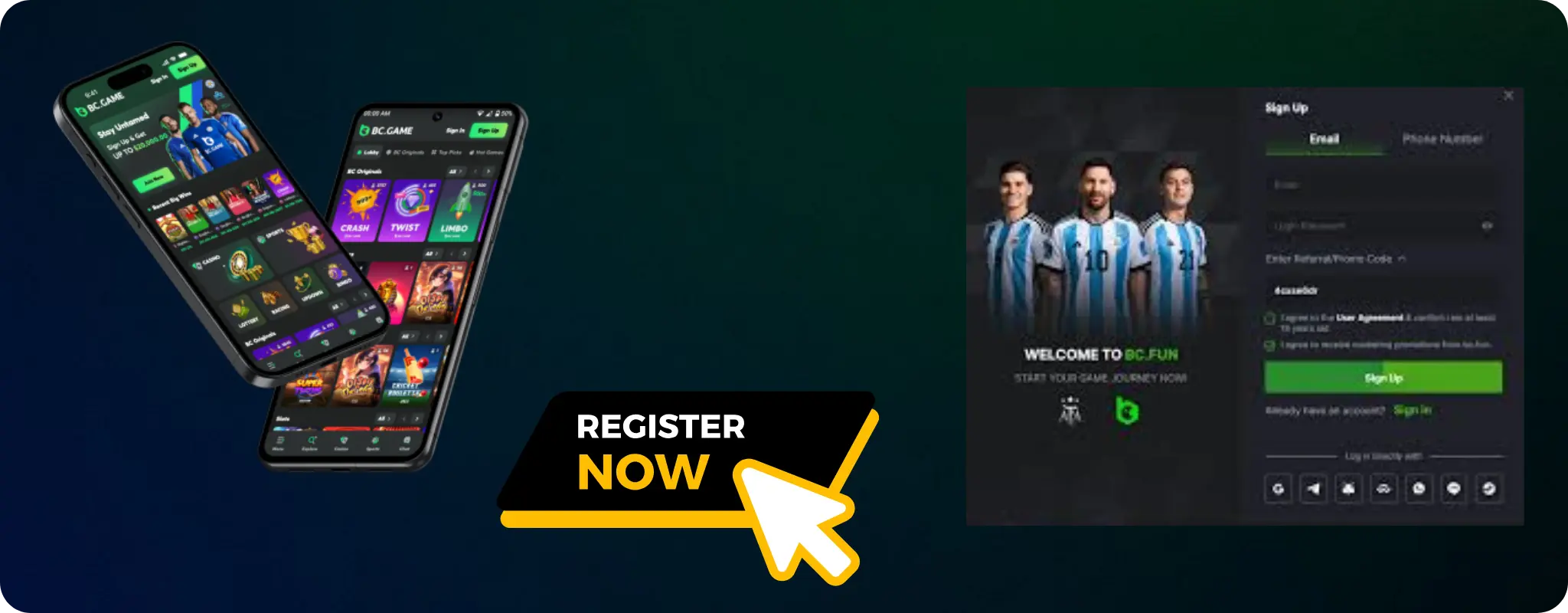 Sign Up Through the BC Game App